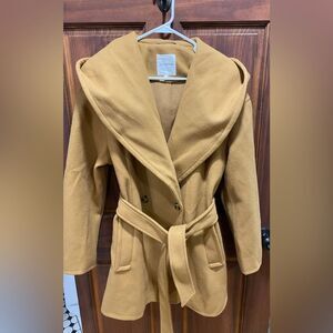Avec Les Filles double breasted camel winter coat with hood size L